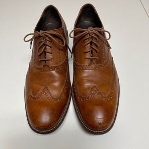 Cole Haan Mens Williams British Tan Leather Wingtip Oxford Shoes C12111 Size 11M